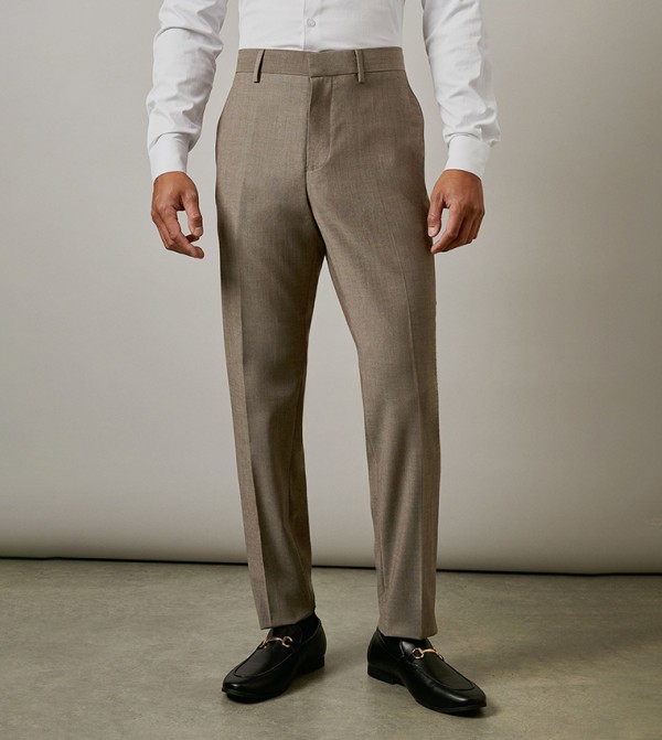 Solid Mid Rise Formal Trousers