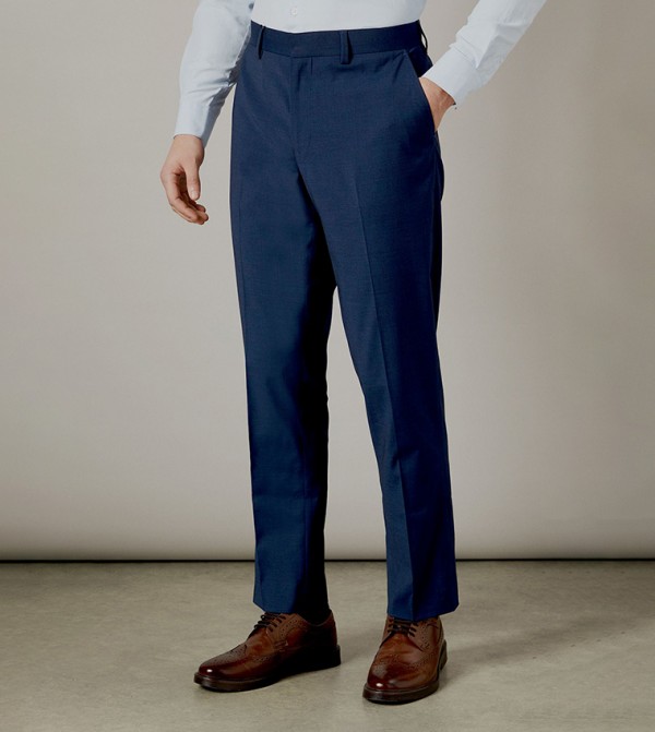 Solid Mid Rise Formal Trousers