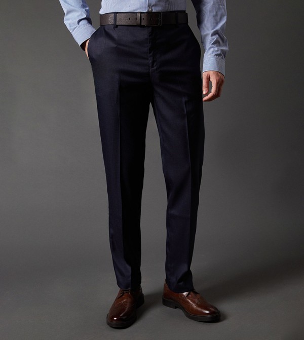 Checkered Stretch Slim Fit Trousers