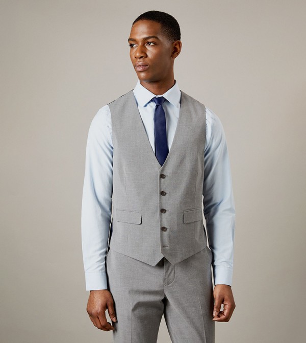 Textured V-Neck Waistcoat