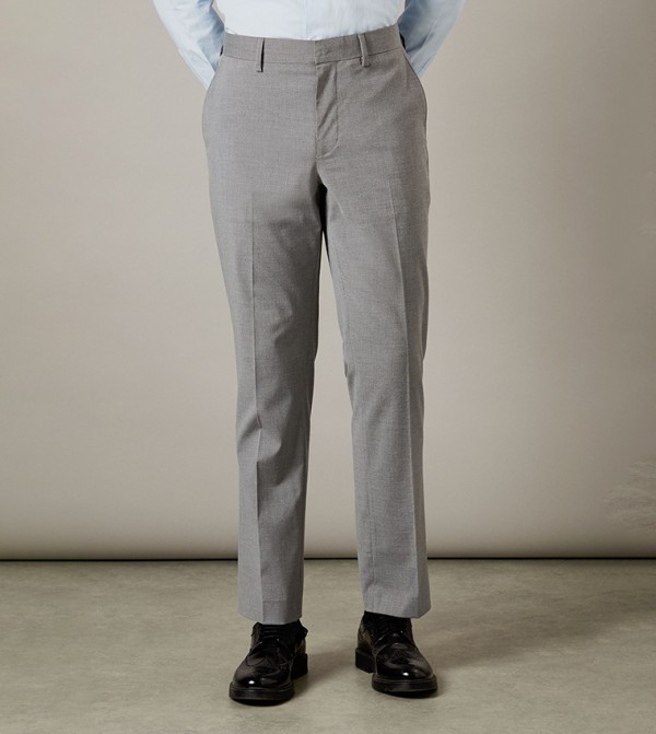 Textured Slim Fit Formal Trousers