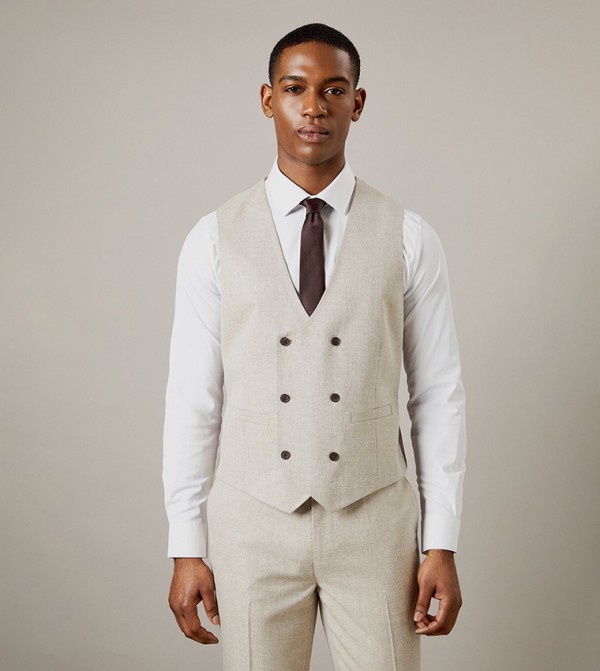 Solid Double Breasted Waistcoat