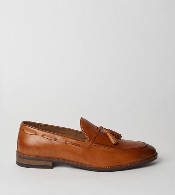 Tan Tassel Penny Loafers