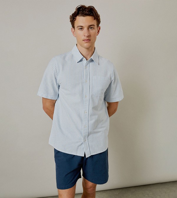 Oxford Striped Short Sleeves Shirt