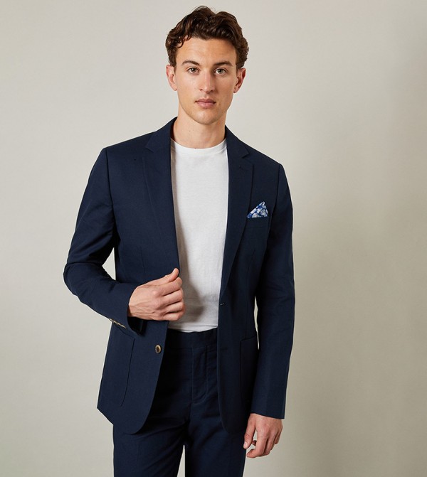 Linen Slim Fit Single-Breasted Blazer