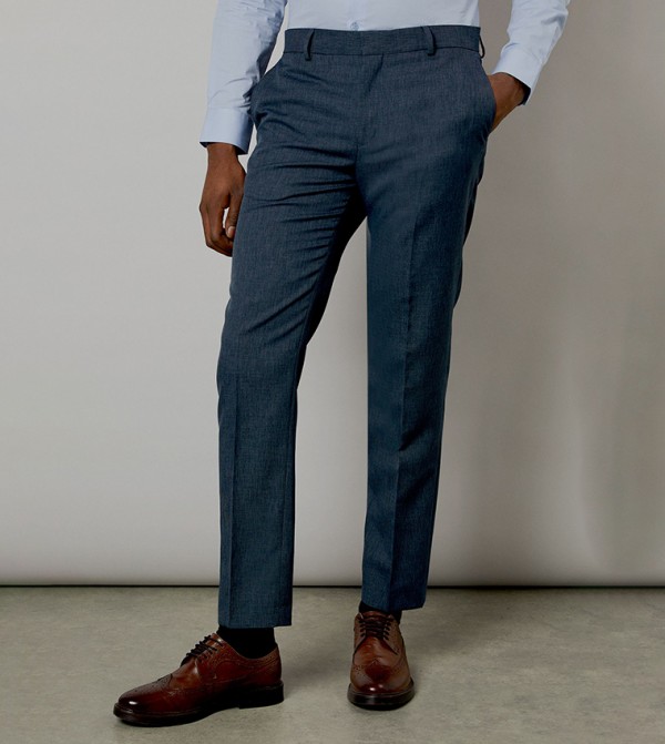 Solid Slim Fit Formal Trousers
