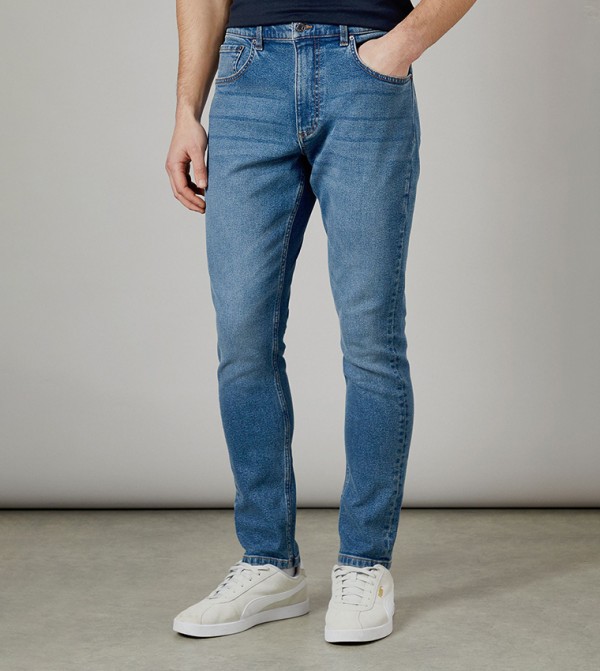 Stone Wash Stretch Slim Fit Jeans