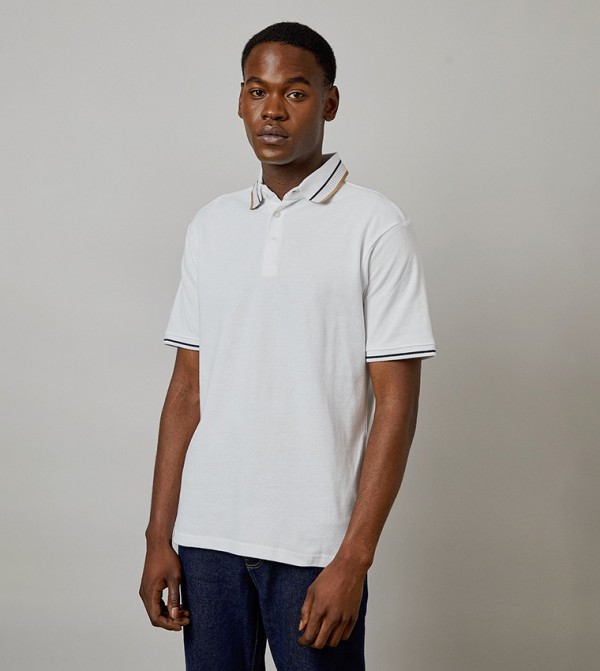Jacquard Collar Button Polo T-Shirt