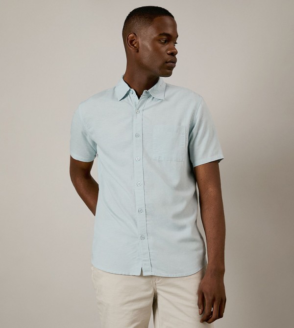 Linen Blend Short Sleeves Shirt