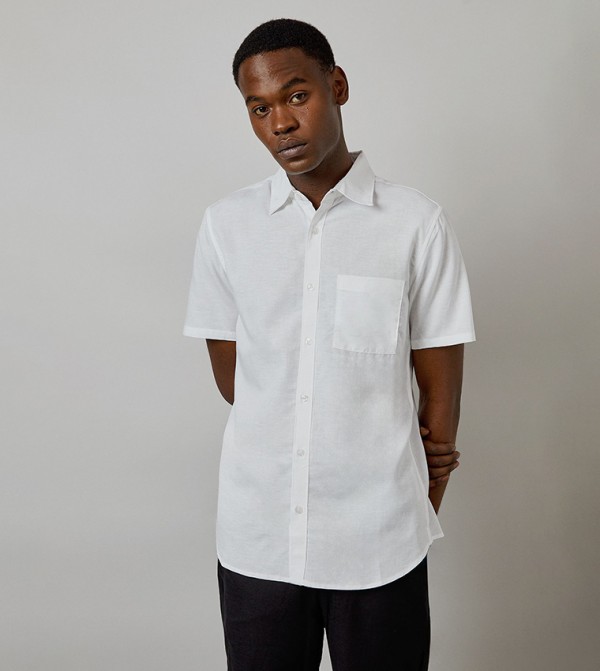 Linen Blend Short Sleeves Shirt