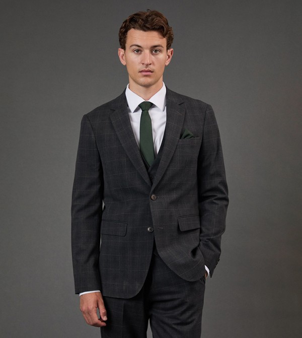 Windowpane Check Slim Fit Blazer