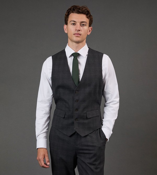 Windowpane Check Waistcoat