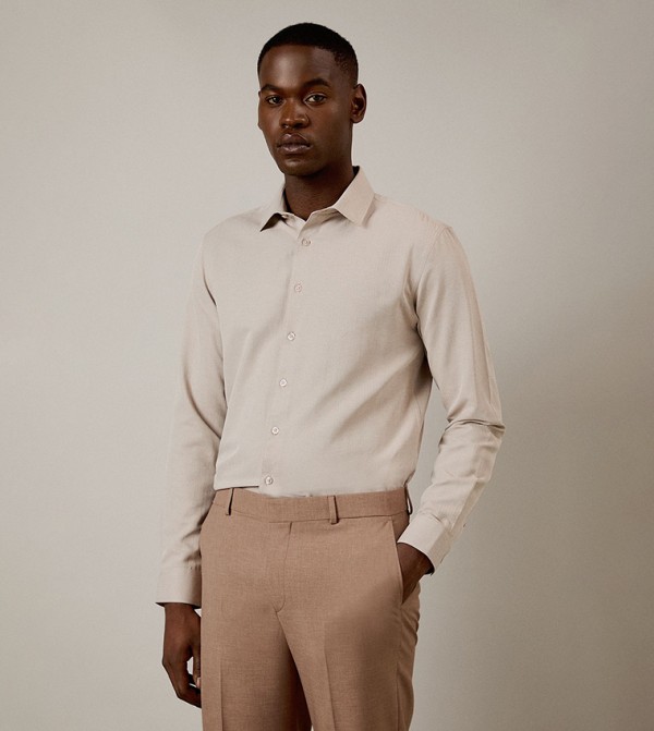 Herringbone Slim Fit Long Sleeves Shirt