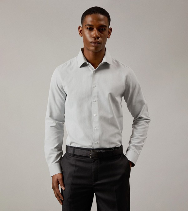Textured Long Sleeves Slim Fit Shirt
