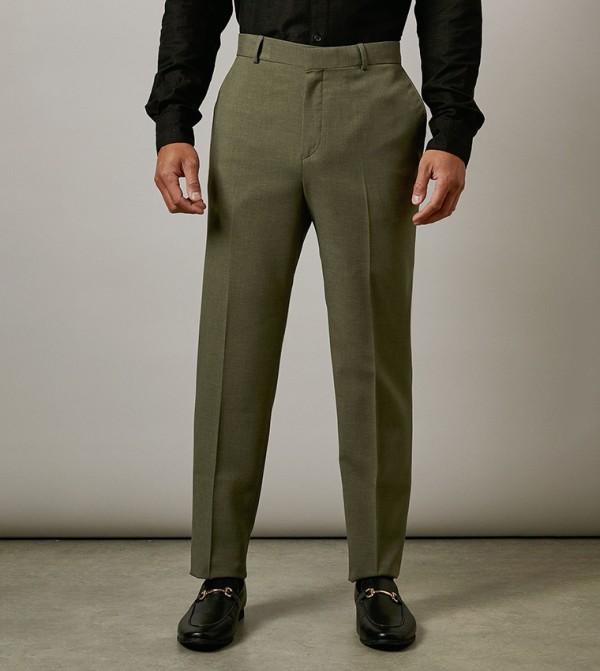 Textured Slim Fit Formal Trousers