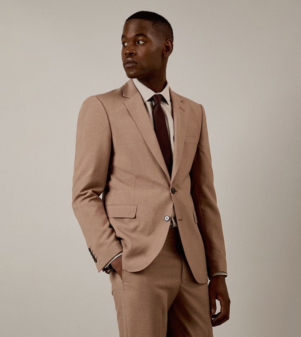 Textured Single Breasted Slim Fit Blazer