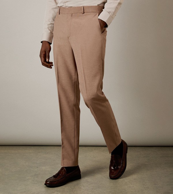 Textured Slim Fit Formal Trousers