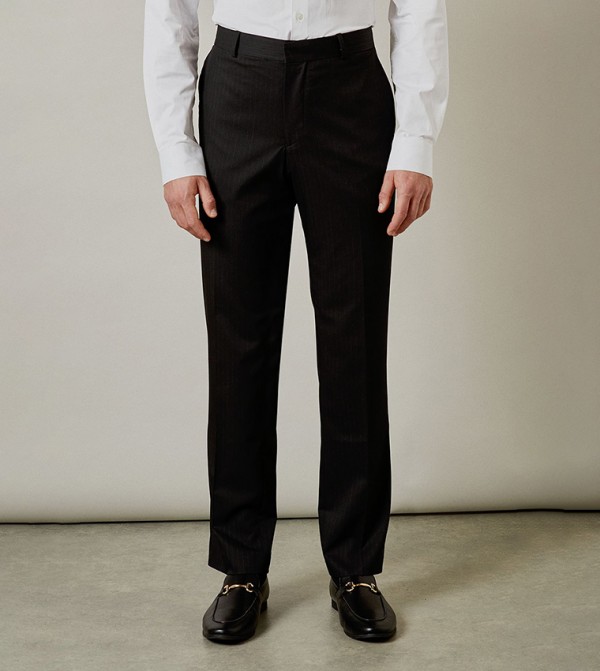 Pinstripe Tailored Fit Suit Formal Trousers