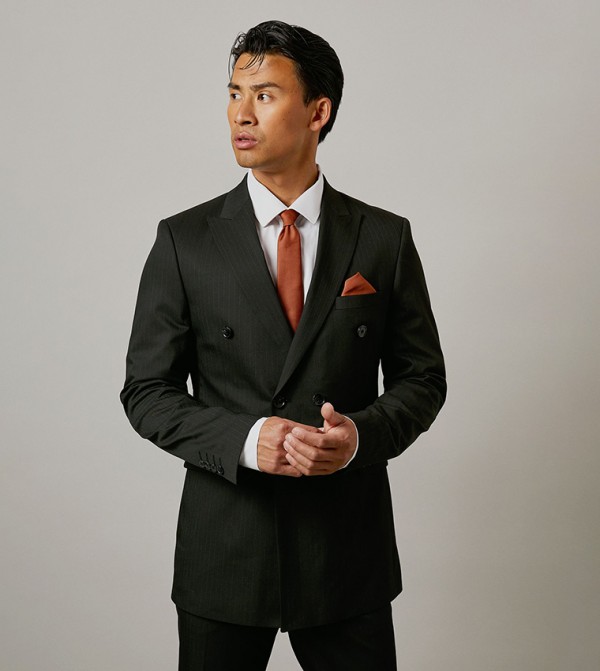 Pinstriped Double Breasted Blazer