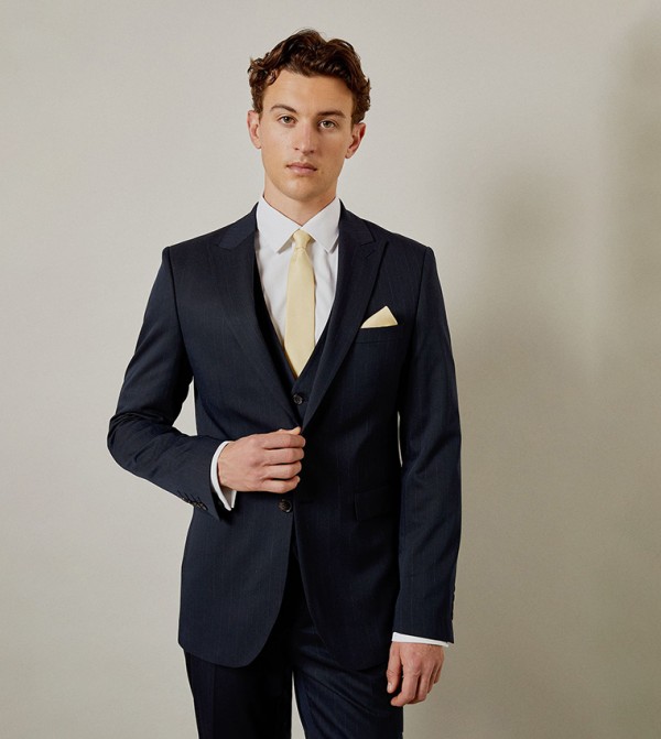 Pinstriped Tailored Fit Blazer