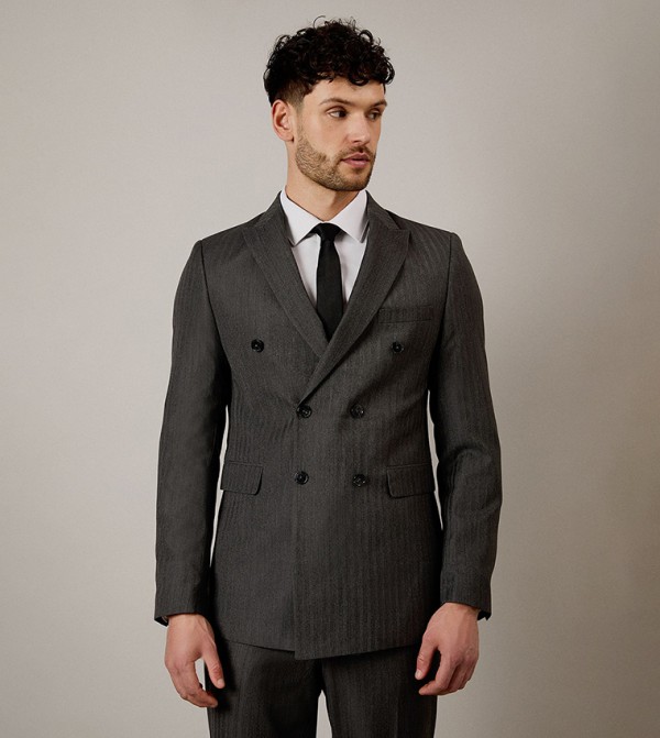 Herringbone Double Breasted Blazer