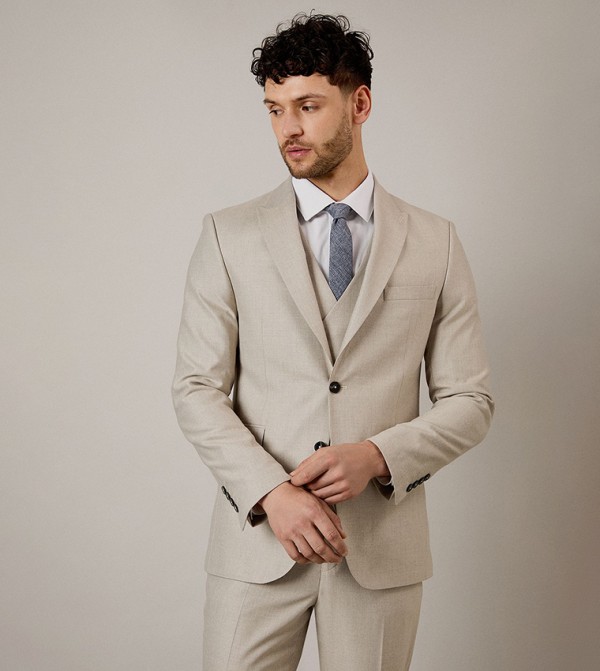 Textured Slim Fit Single Breasted Blazer