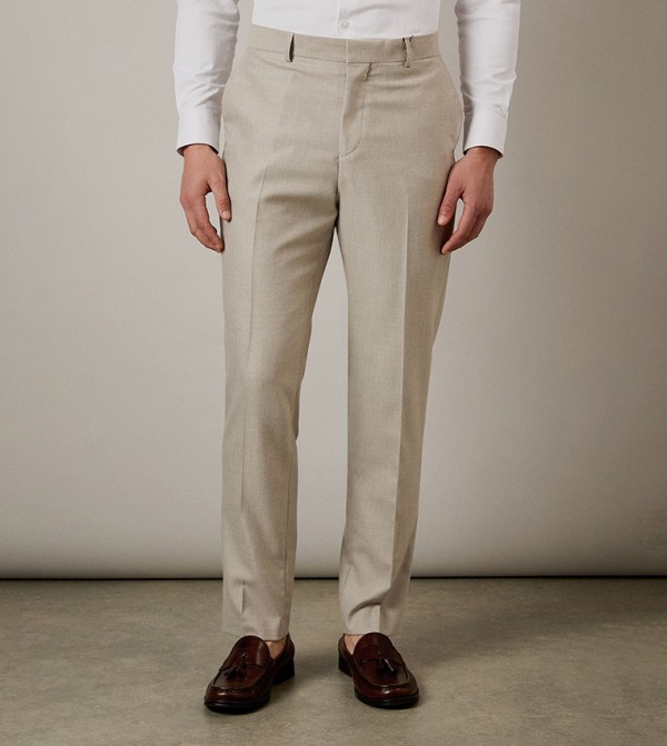 Textured Slim Fit Formal Trousers
