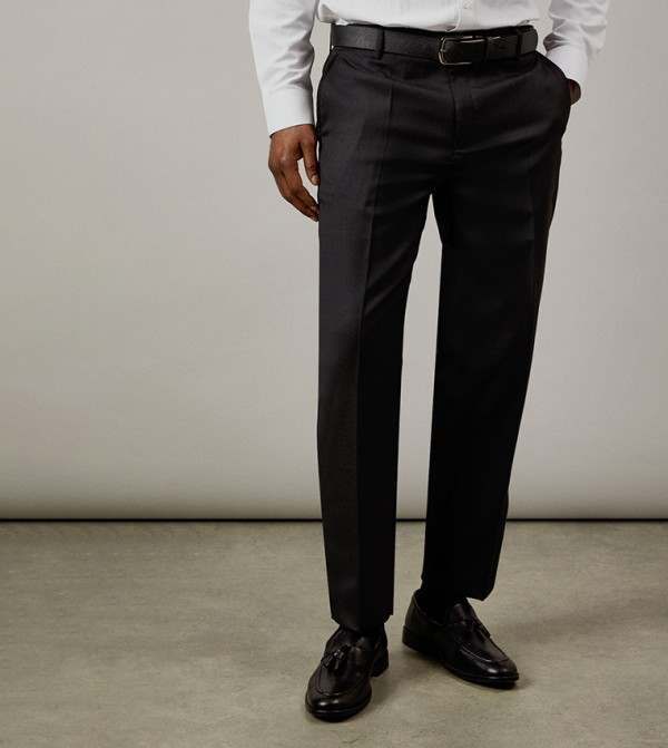 Textured Stretch Slim Fit Formal Trousers