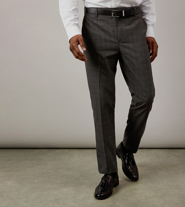 Prince Of Wales Check Slim Fit Formal Trousers
