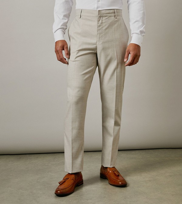 Solid Stretch Slim Fit Formal Trousers