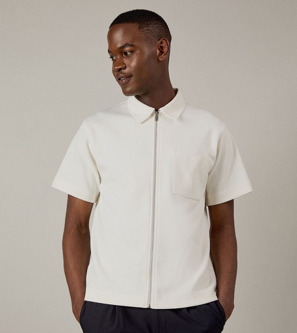 Zip Through Short Sleeves Jersey Shirt