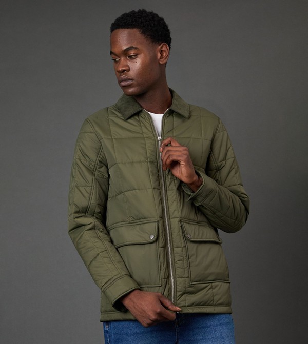 Quilted Zip Through Long Sleeves Jacket