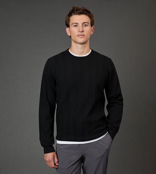 Cable Knit Crew Neck Sweater