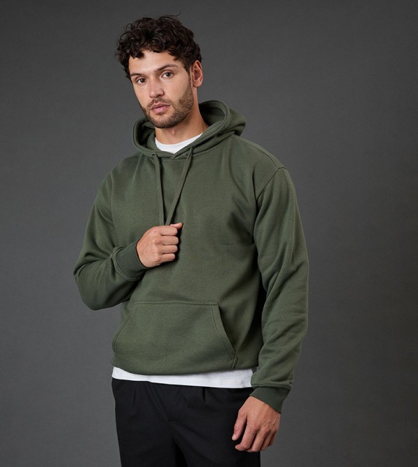 Solid Long Sleeves Overhead Hoodie