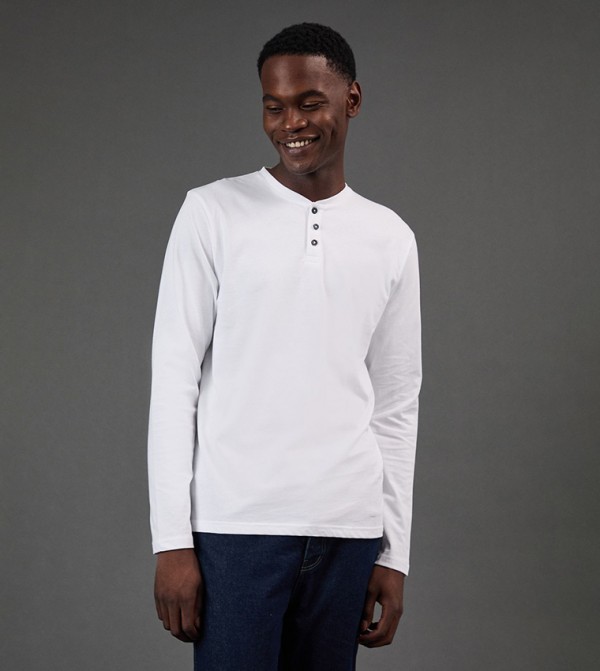 Long Sleeves Henley Neck T-Shirt