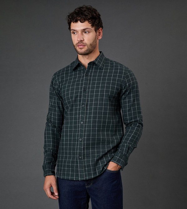 قميص كاروهات كم طويل 