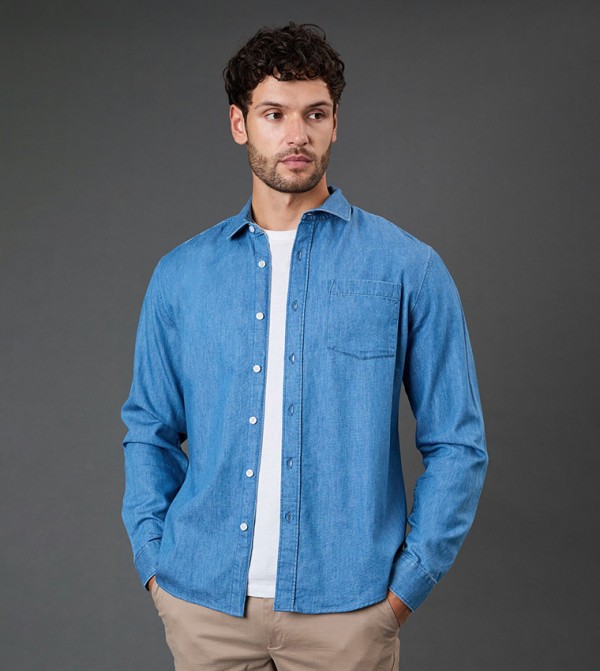 Washed Long Sleeves Denim Shirt