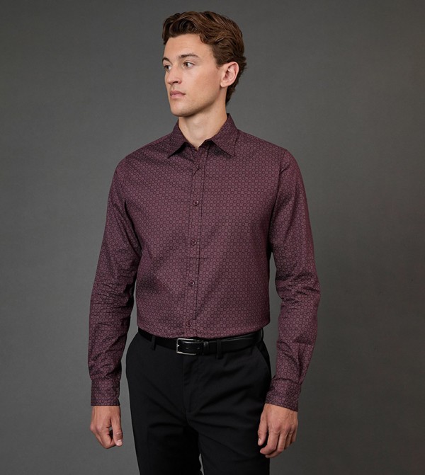 Patterned Slim Fit Long Sleeves Shirt