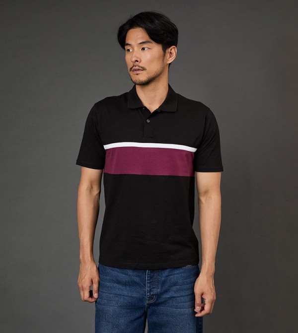 Color Block Short Sleeves Polo T-Shirt