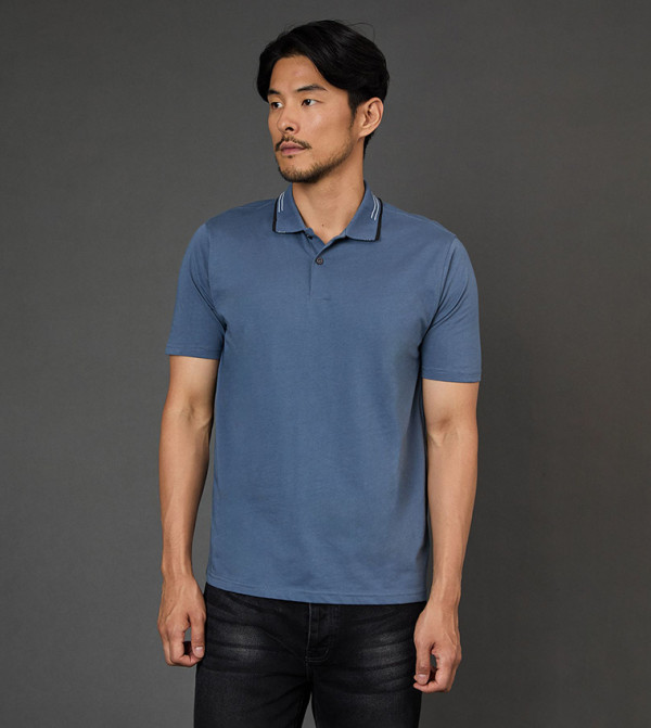 Contrast Tipping Shirt Sleeves Polo T-Shirt