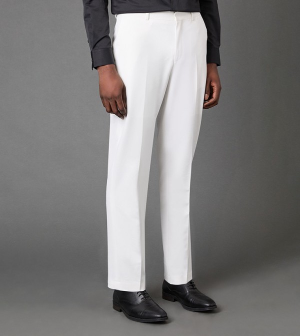 Solid Slim Fit Tuxedo Formal Trousers