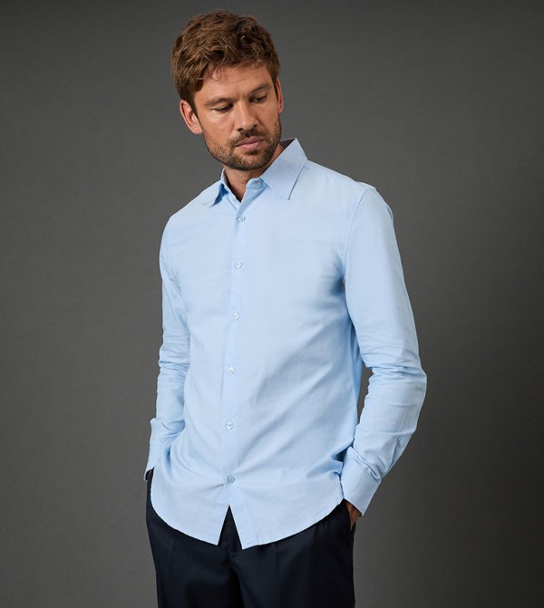 Solid Long Sleeves Oxford Shirt