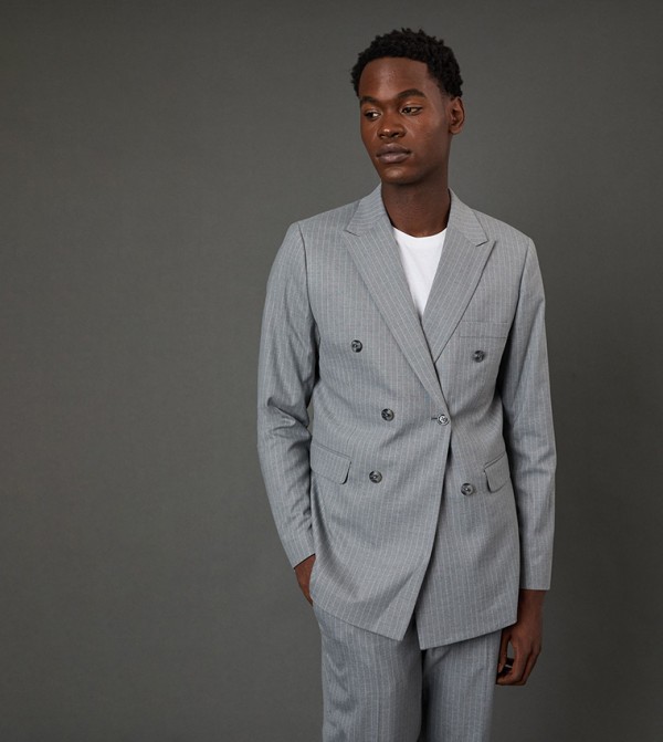 Striped Double Breasted Blazer