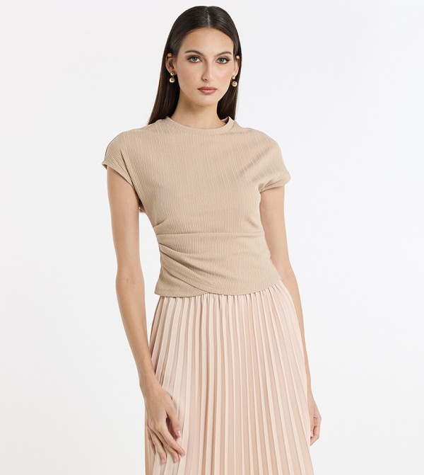 Ribbed Ruched Side Knit Top