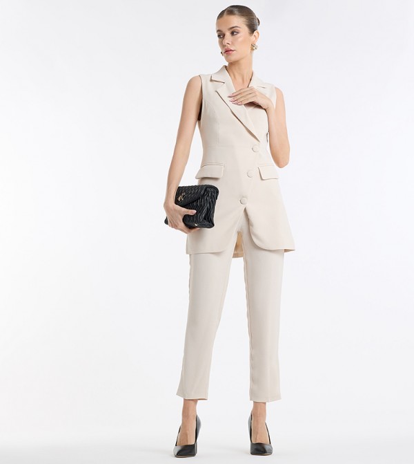 Solid Tapered Fit Trousers