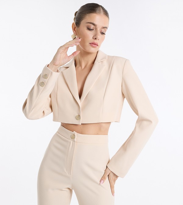 Lapel Collar Crop Blazer