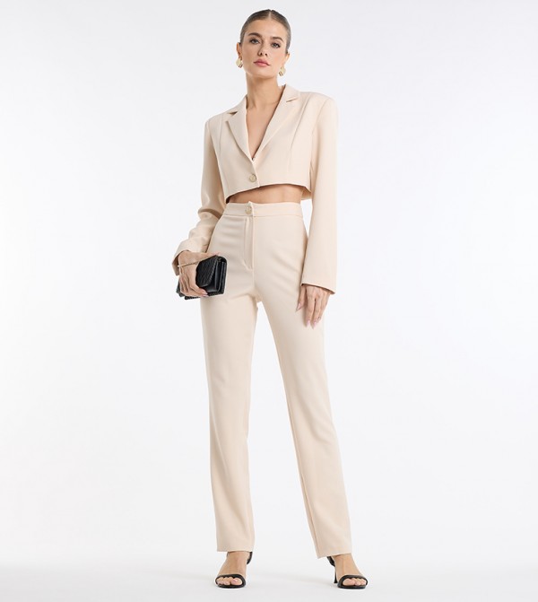 High Waisted Tapered Smart Trousers
