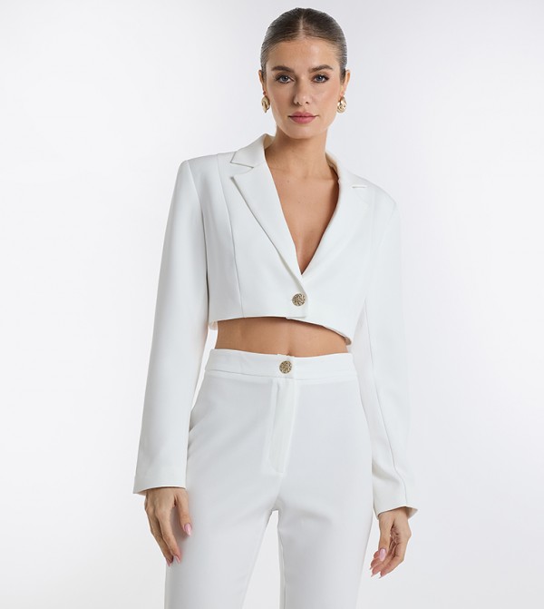 Lapel Collar Crop Blazer