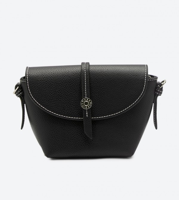 Fluff Magnetic Snap Closure Cross Body Bag - Black