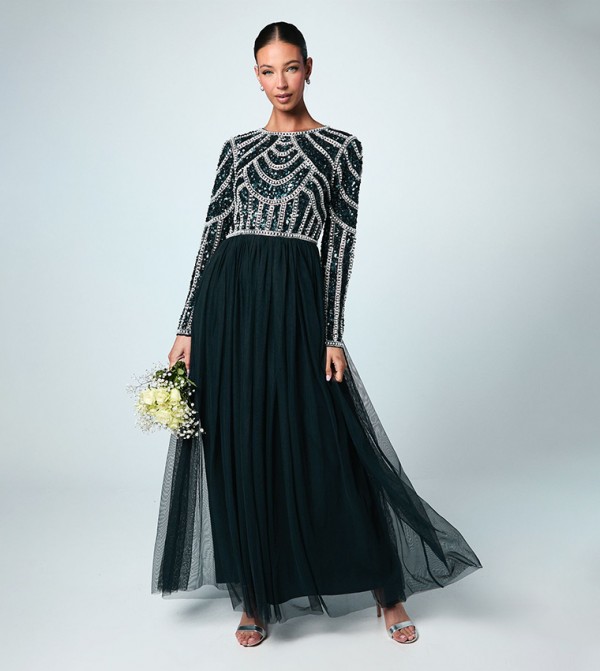 Sequined Coast Honoured Bodice Tulle Bridesmaid Maxi Dress